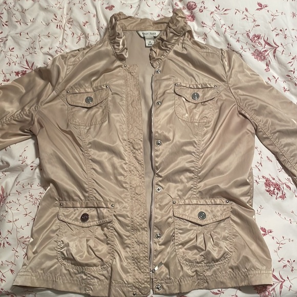 WHBM Zip + Button Jacket with Ruffled Collar - Picture 9 of 12